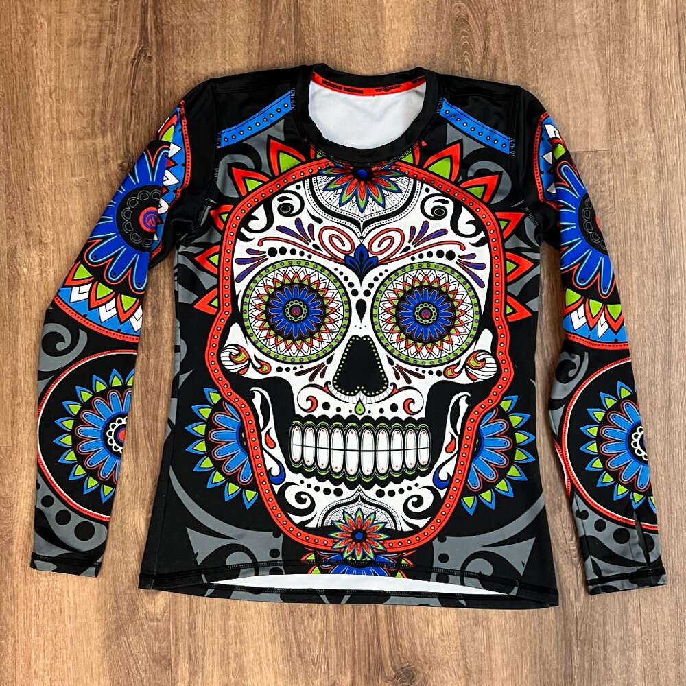 INKnBURN Women's Calavera Pullover with Thumbholes Skull Sz M